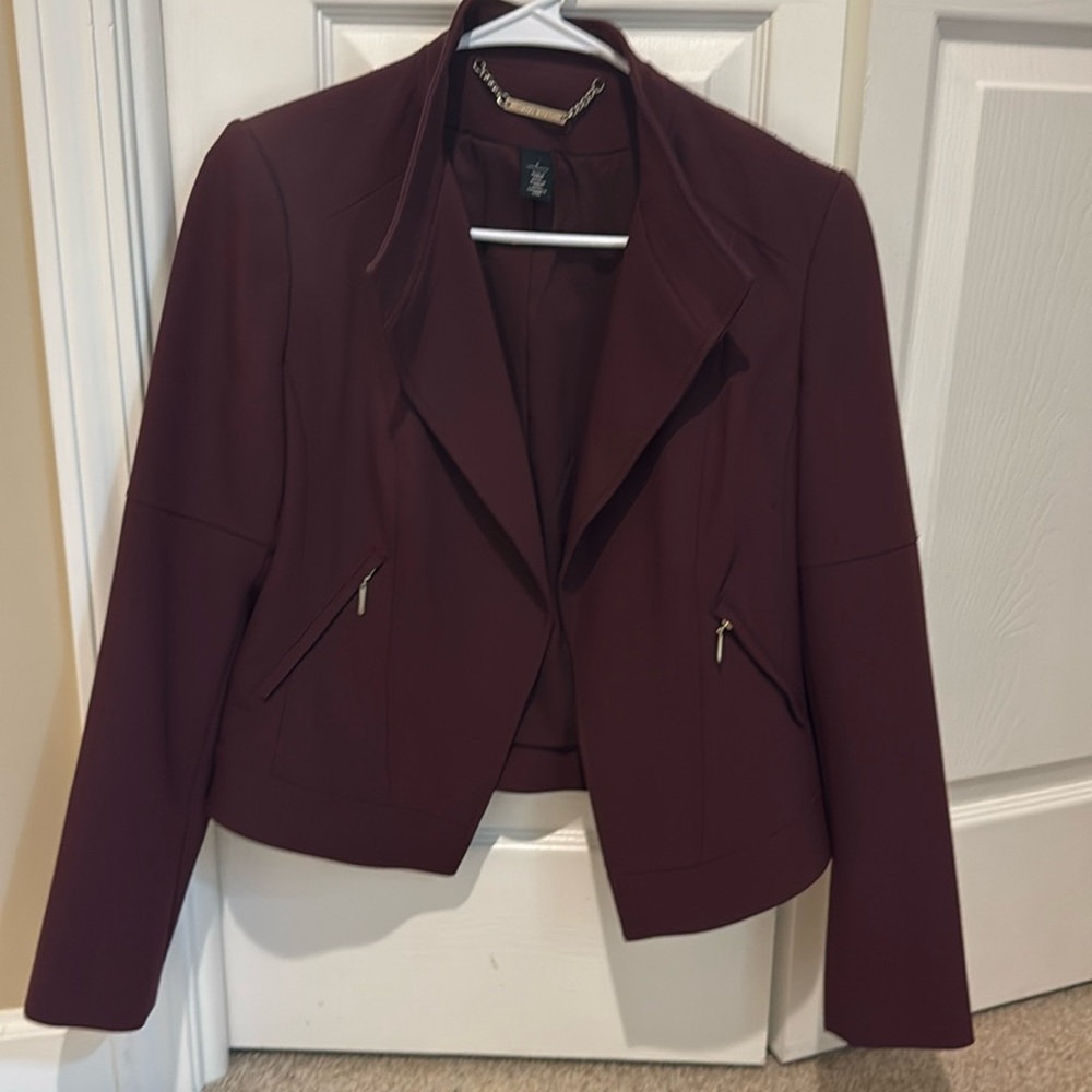 Plum cropped blazer WHBM